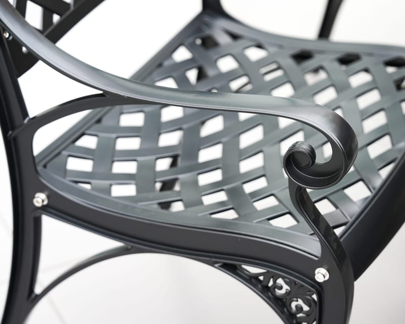 Rund matgrupp i aluminium för utomhusbruk | Ø130 cm | 6 stolar | Svart - Utemöbler - Utegrupp - Matgrupp utomhus