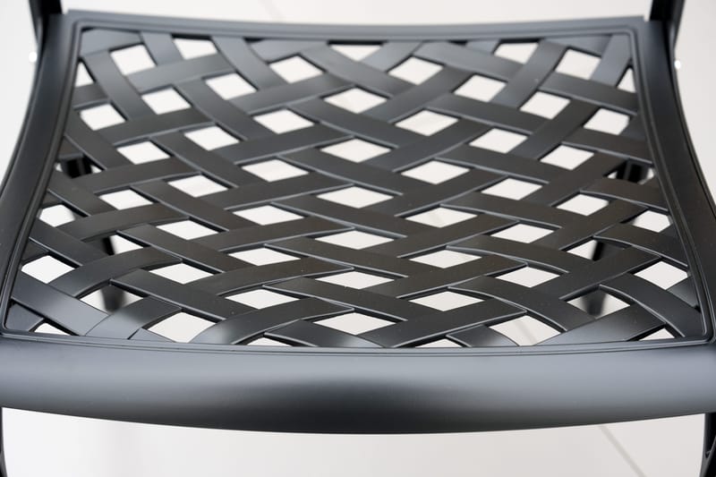 Rund matgrupp i aluminium för utomhusbruk | Ø130 cm | 6 stolar | Svart - Utemöbler - Utegrupp - Matgrupp utomhus