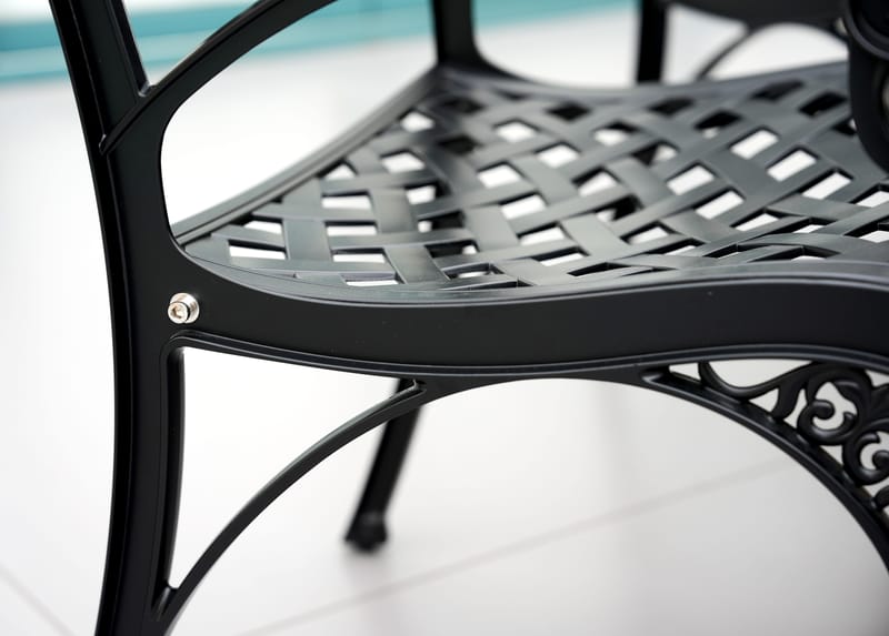 Rund matgrupp i aluminium för utomhusbruk | Ø130 cm | 6 stolar | Svart - Utemöbler - Utegrupp - Matgrupp utomhus