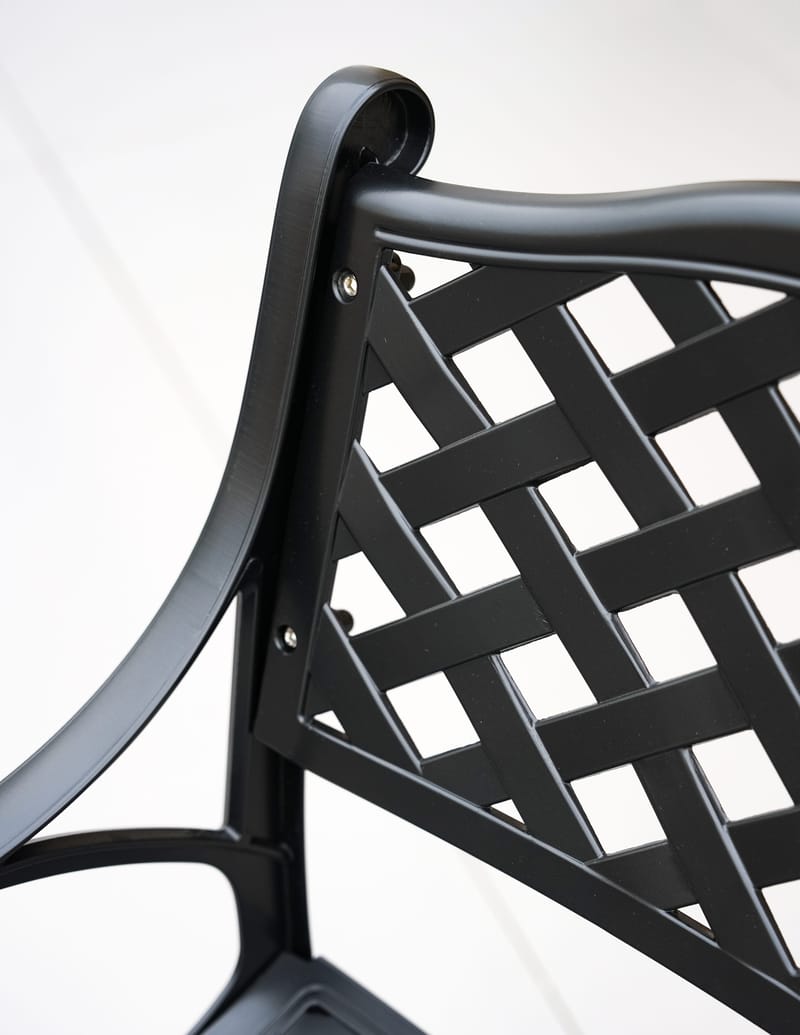 Rund matgrupp i aluminium för utomhusbruk | Ø130 cm | 6 stolar | Svart - Utemöbler - Utegrupp - Matgrupp utomhus