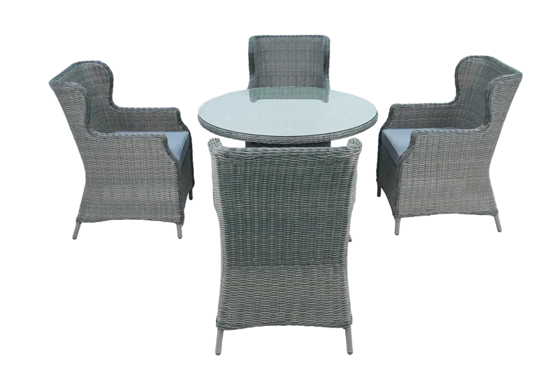 Rund matgrupp utomhus | 4 stolar | Dynor ingår | Jacksonville grå - Utemöbler - Utegrupp - Matgrupp utomhus