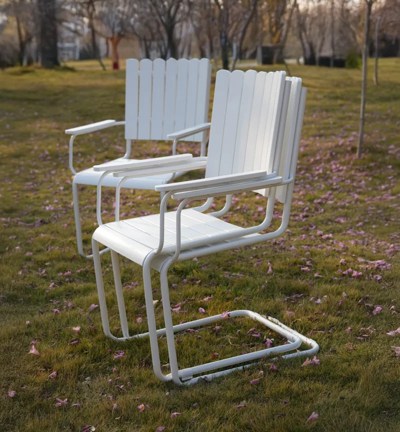 Rund matgrupp utomhus 6 stolar | Ø135 cm | Vit – Glänta - Utemöbler - Utegrupp - Matgrupp utomhus