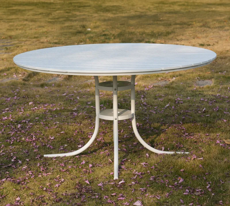 Rund matgrupp utomhus 6 stolar | Ø135 cm | Vit – Glänta - Utemöbler - Utegrupp - Matgrupp utomhus