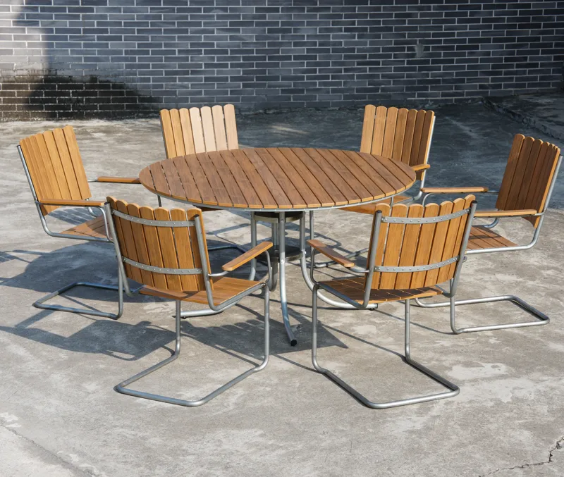 Rund matgrupp utomhus 6 stolar | Stolar i metall | Ø135 cm – Glänta, undefined