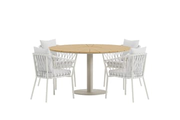 Runt matbord Croft 120 cm Utomhus med 4 Matstol Linos - Utemöbler - Utegrupp - Matgrupp utomhus