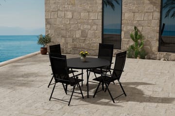 Runt matbord Giardini 120 cm Utomhus med 4 Levanzo Karmstol - Utemöbler - Utegrupp - Matgrupp utomhus
