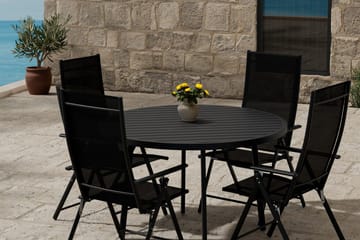 Runt matbord Giardini 120 cm Utomhus med 4 Levanzo Karmstol - Utemöbler - Utegrupp - Matgrupp utomhus
