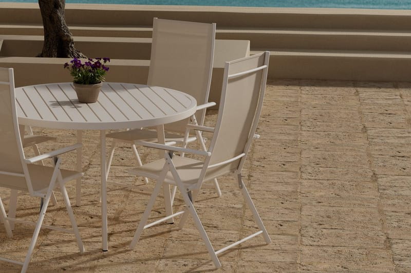 Runt matbord Giardini 120 cm Utomhus med 4 Levanzo Karmstol - Utemöbler - Utegrupp - Matgrupp utomhus