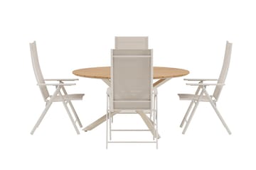 Runt matbord Mexico 140 cm Utomhus med 4 Levanzo Karmstol - Utemöbler - Utegrupp - Matgrupp utomhus