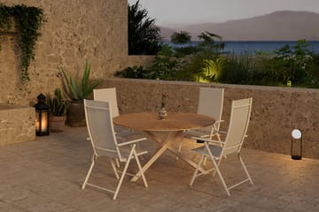 Runt matbord Mexico 140 cm Utomhus med 4 Levanzo Karmstol - Utemöbler - Utegrupp - Matgrupp utomhus