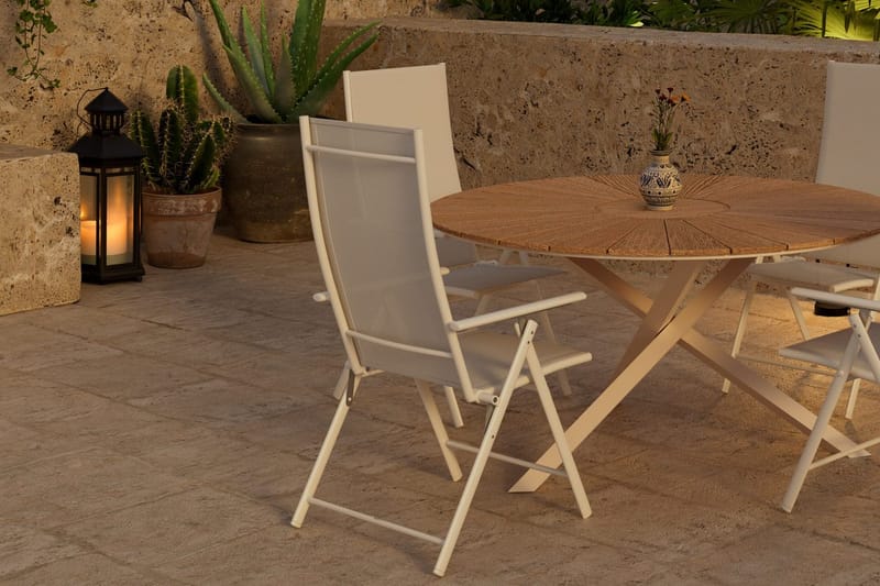 Runt matbord Mexico 140 cm Utomhus med 4 Levanzo Karmstol - Utemöbler - Utegrupp - Matgrupp utomhus