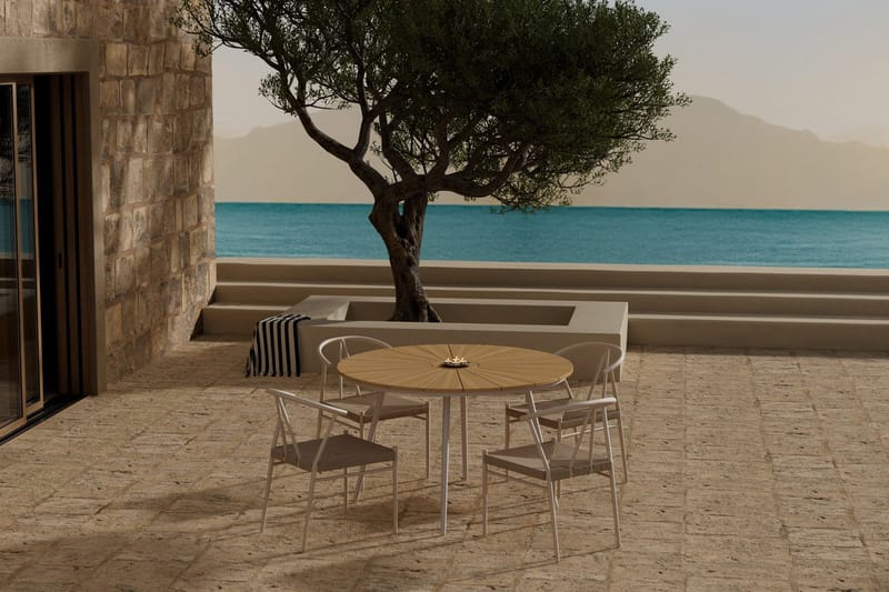 San Vito Matbord Utomhus 120 cm med 4 Matstol Alfons