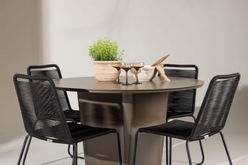 Santa Fe Matbord Utomhus med 4 Lindos Stapelstol Svart - Utemöbler - Utegrupp - Matgrupp utomhus