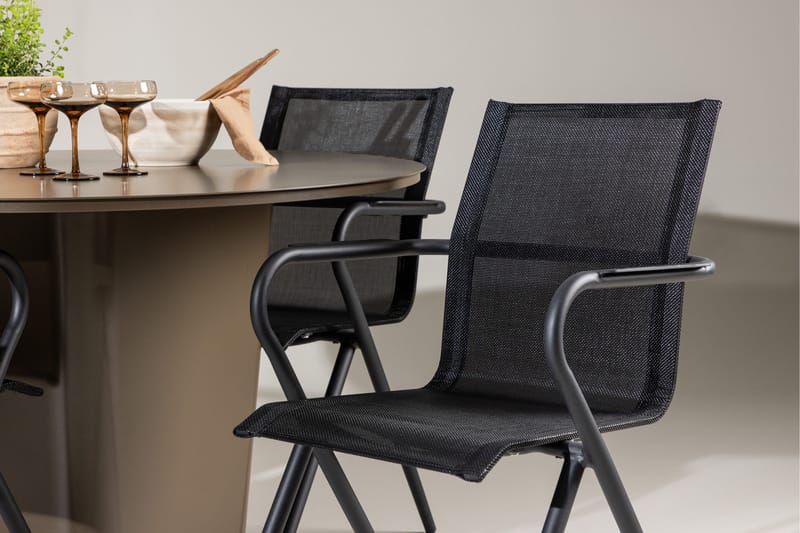 Santa Fe Matgrupp Utomhus Rund 120 cm + 4 st Alling Matstolar Svart/Brun - Utemöbler - Utegrupp - Matgrupp utomhus