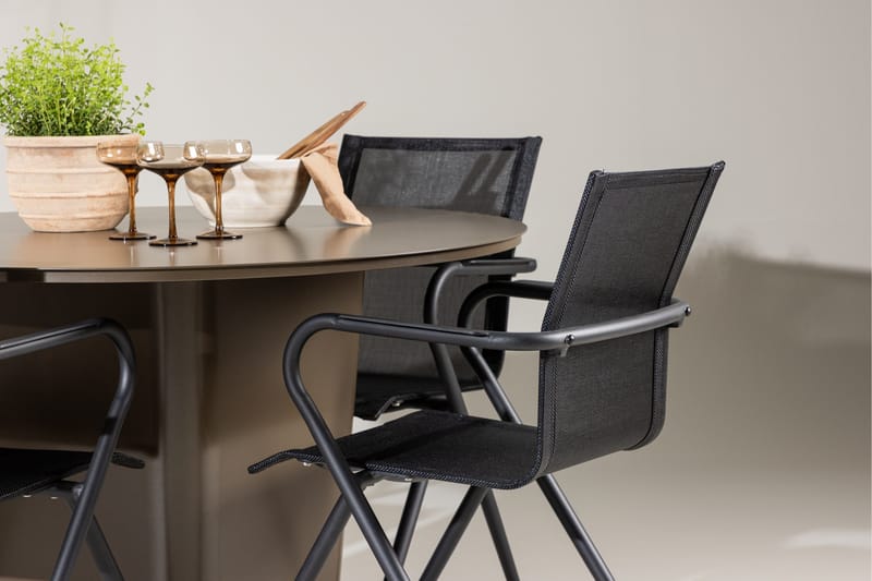 Santa Fe Matgrupp Utomhus Rund 120 cm + 4 st Alling Matstolar Svart/Brun - Utemöbler - Utegrupp - Matgrupp utomhus