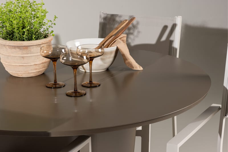 Santa Fe Matgrupp Utomhus Rund 120 cm + 4 st Copacabana Matstolar Beige/Brun - Utemöbler - Utegrupp - Matgrupp utomhus