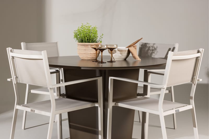 Santa Fe Matgrupp Utomhus Rund 120 cm + 4 st Copacabana Matstolar Beige/Brun - Utemöbler - Utegrupp - Matgrupp utomhus