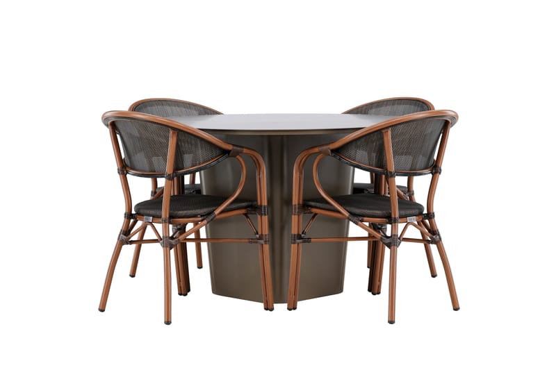 Santa Fe Matgrupp Rund 120 cm + 4 st Vila Matstolar Svart/Brun, undefined