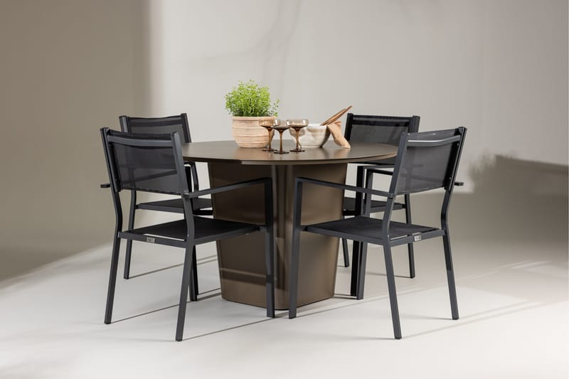 Santa Fe Matgrupp Utomhus + 4 Copacabana Utestolar - Brun - Utemöbler - Utegrupp - Matgrupp utomhus