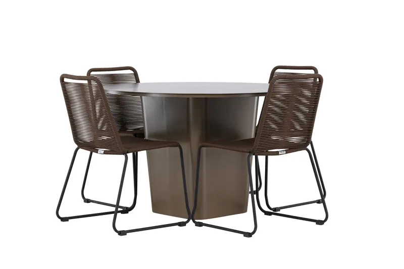 Santa Fe Matgrupp Utomhus + 4 Utestolar - Brun - Utemöbler - Utegrupp - Matgrupp utomhus