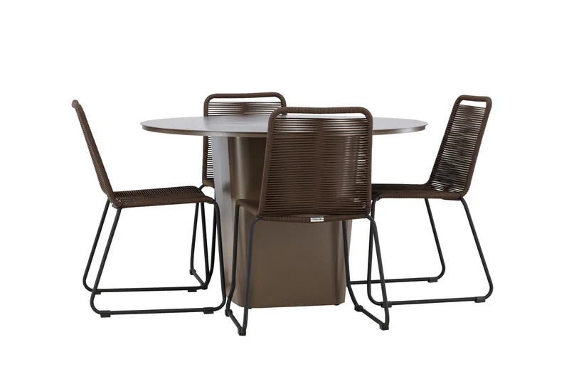 Santa Fe Matgrupp Utomhus + 4 Utestolar - Brun - Utemöbler - Utegrupp - Matgrupp utomhus