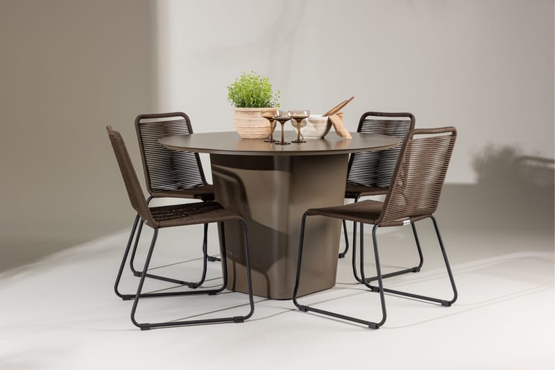 Santa Fe Matgrupp Utomhus + 4 Utestolar - Brun - Utemöbler - Utegrupp - Matgrupp utomhus