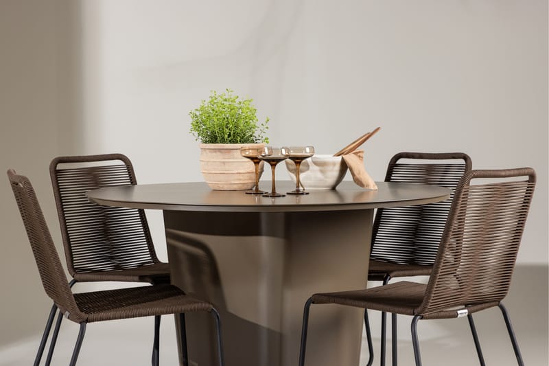 Santa Fe Matgrupp Utomhus + 4 Utestolar - Brun - Utemöbler - Utegrupp - Matgrupp utomhus