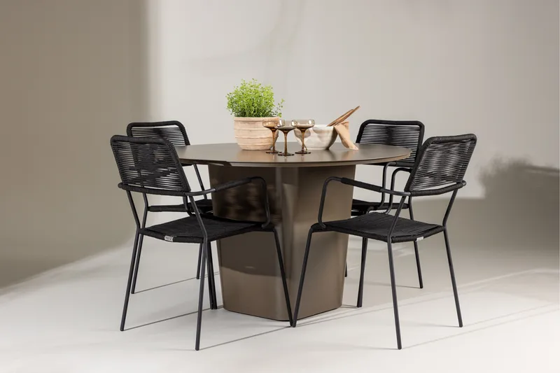 Santa Matgrupp Utomhus + 4 Utestolar - Brun - Utemöbler - Utegrupp - Matgrupp utomhus