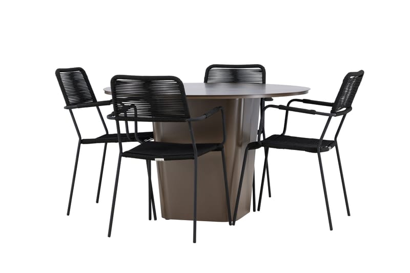 Santa Matgrupp Utomhus + 4 Utestolar - Brun - Utemöbler - Utegrupp - Matgrupp utomhus