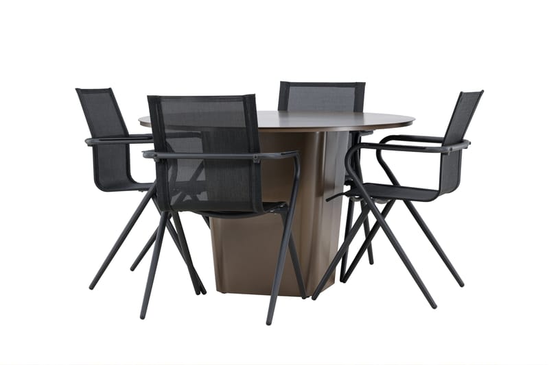 Santa Matgrupp Utomhus 120 cm Rund med 4 Alina Utestolar - Brun - Utemöbler - Utegrupp - Matgrupp utomhus