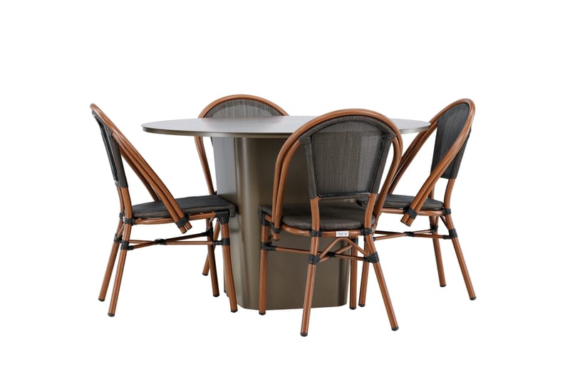 Santa Matgrupp Utomhus 120 cm Rund med 4 Guarda Utestolar - Brun - Utemöbler - Utegrupp - Matgrupp utomhus