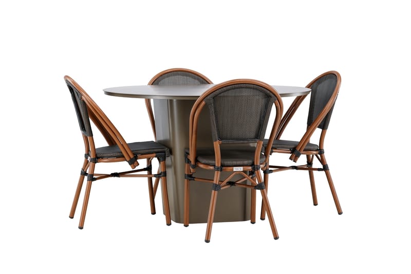 Santa Matgrupp Utomhus 120 cm Rund med 4 Guarda Utestolar - Brun - Utemöbler - Utegrupp - Matgrupp utomhus