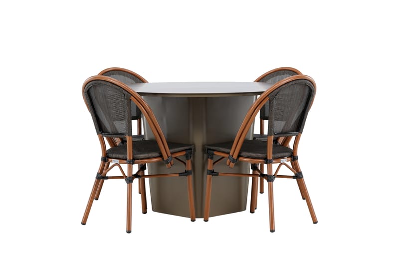Santa Matgrupp Utomhus 120 cm Rund med 4 Guarda Utestolar - Brun - Utemöbler - Utegrupp - Matgrupp utomhus