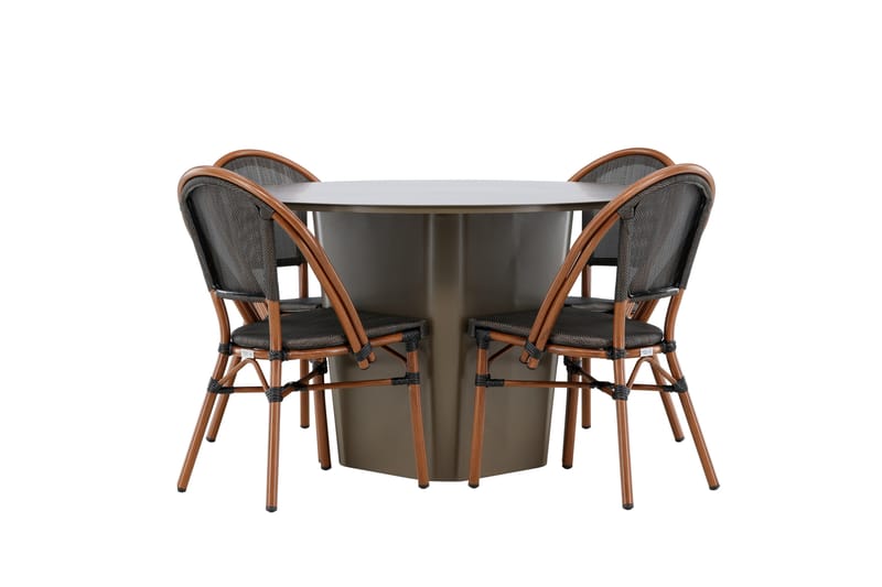 Santa Matgrupp Utomhus 120 cm Rund med 4 Guarda Utestolar - Brun - Utemöbler - Utegrupp - Matgrupp utomhus
