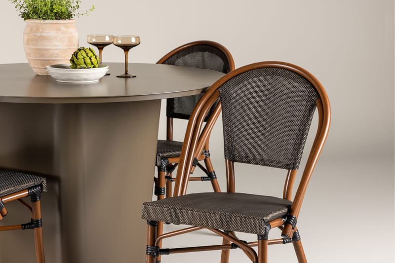 Santa Matgrupp Utomhus 120 cm Rund med 4 Guarda Utestolar - Brun - Utemöbler - Utegrupp - Matgrupp utomhus