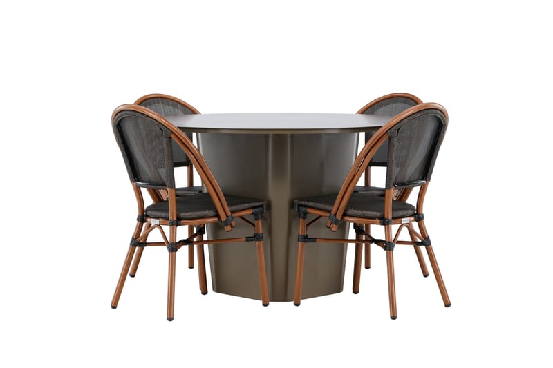 Santa Matgrupp Utomhus 120 cm Rund med 4 Guarda Utestolar - Brun - Utemöbler - Utegrupp - Matgrupp utomhus