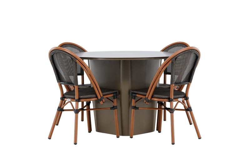 Santa Matgrupp Utomhus 120 cm Rund med 4 Guarda Utestolar - Brun - Utemöbler - Utegrupp - Matgrupp utomhus
