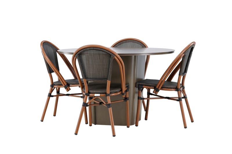 Santa Matgrupp Utomhus 120 cm Rund med 4 Guarda Utestolar - Brun - Utemöbler - Utegrupp - Matgrupp utomhus
