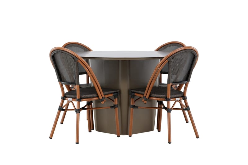 Santa Matgrupp Utomhus 120 cm Rund med 4 Guarda Utestolar - Brun - Utemöbler - Utegrupp - Matgrupp utomhus