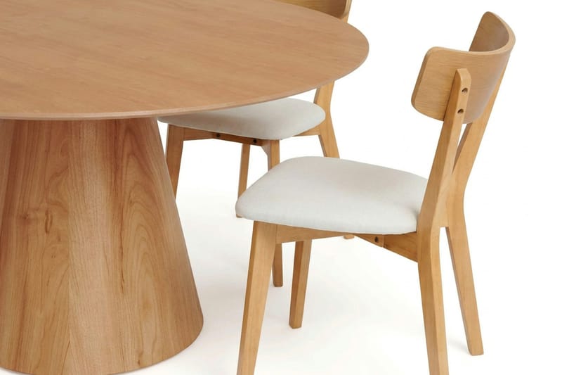 Siena Matgrupp 150 cm runt i Ek med 6 Amelia Matstolar med Dyna - Ek/Beige - Utemöbler - Utegrupp - Matgrupp utomhus