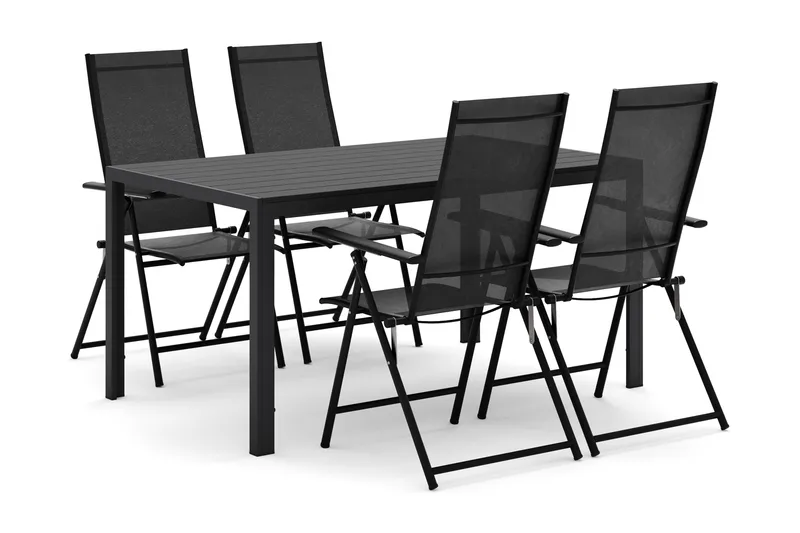 Siri Matbord 150 cm med 4 Sanna Matstolar - Svart - Utemöbler - Utegrupp - Matgrupp utomhus