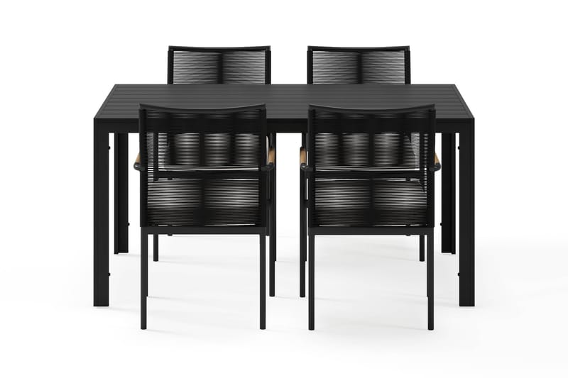 Siri Matbord 150 cm med 4 Sonia Matstolar - Svart - Utemöbler - Utegrupp - Matgrupp utomhus