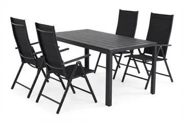 Siri Matgrupp utomhus 150 cm med 4 Maggie Vadderad Fällbar Positionsstol - Utemöbler - Utegrupp - Matgrupp utomhus