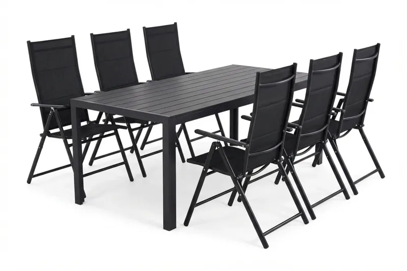 Siri Matgrupp utomhus 205 cm med 6 Maggie Fällbar Positionsstolar, undefined