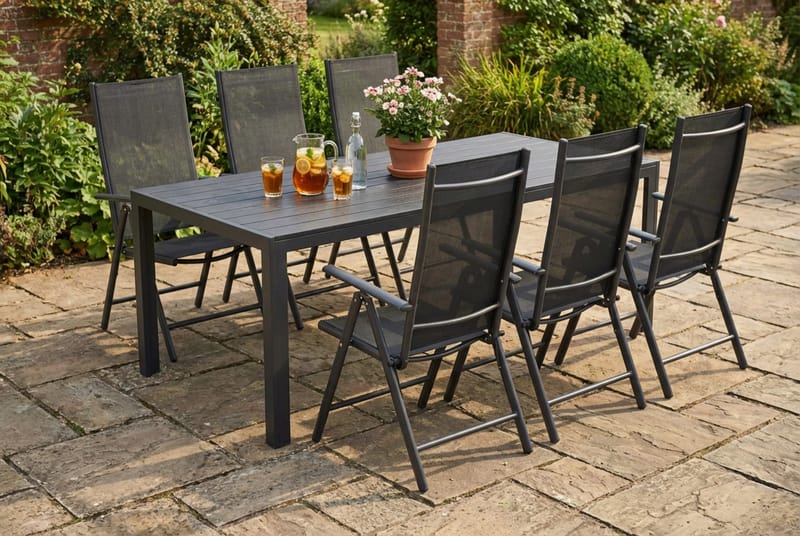 Siri Matgrupp utomhus 205 cm med 6 Maggie Positionsstolar - Utemöbler - Utegrupp - Matgrupp utomhus