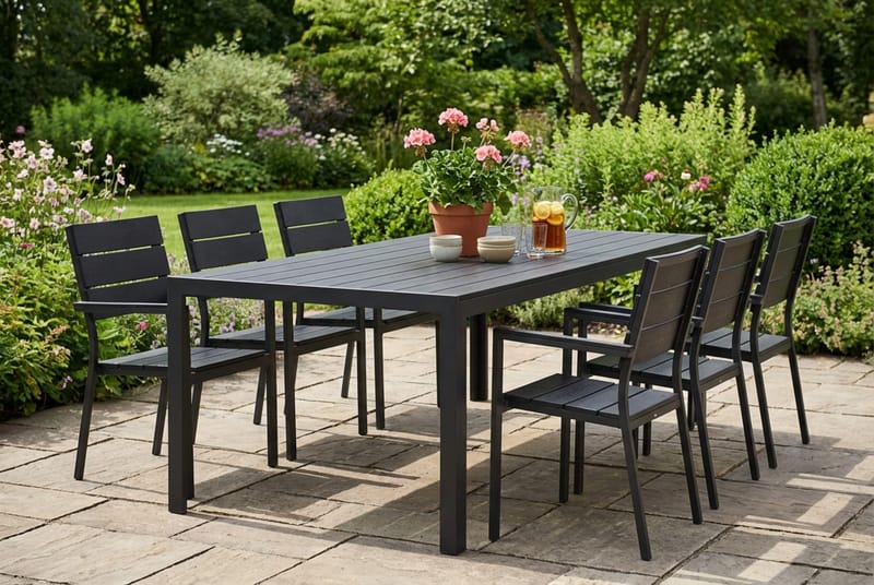 Siri Matgrupp utomhus 205 cm med 6 Tunis Aintwood Stolar - Utemöbler - Utegrupp - Matgrupp utomhus