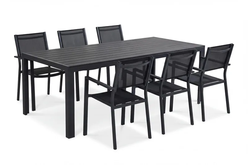 Siri Matgrupp utomhus 205 cm med 6 Tunis Stapelstolar, undefined