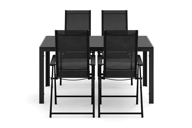 Siri Rektangulärt utebord 150 cm med 4 Sanna utestolar - Svart - Utemöbler - Utegrupp - Matgrupp utomhus