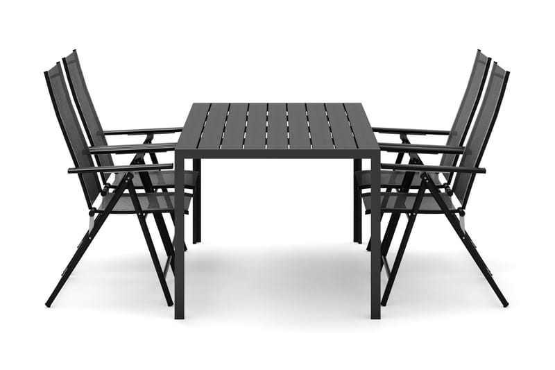 Siri Rektangulärt utebord 150 cm med 4 Sanna utestolar - Svart - Utemöbler - Utegrupp - Matgrupp utomhus