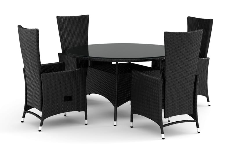 Thor utomhus rund matgrupp 140 cm med 4 Jenny matstolar - Svart - Utemöbler - Utegrupp - Matgrupp utomhus
